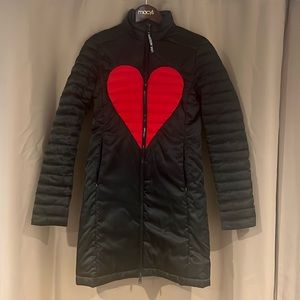 Love Moschino red heart long winter coat